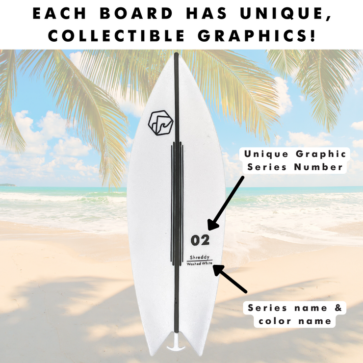 Washed White Finger Surfboard Toy