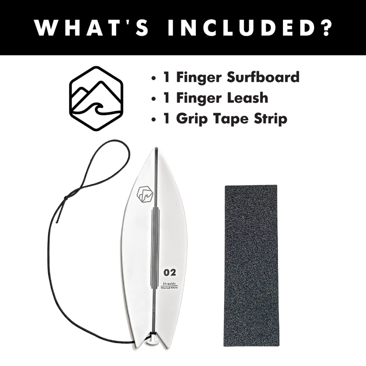 Washed White Finger Surfboard Toy